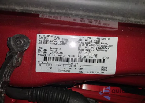 2018 Ford Focus Se from USA, damaged, VIN 1FADP3F20JL239495